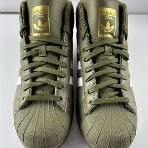 adidas Pro Model Olive White Mid Top AC7988 2017 Sneakers W7. (A3)